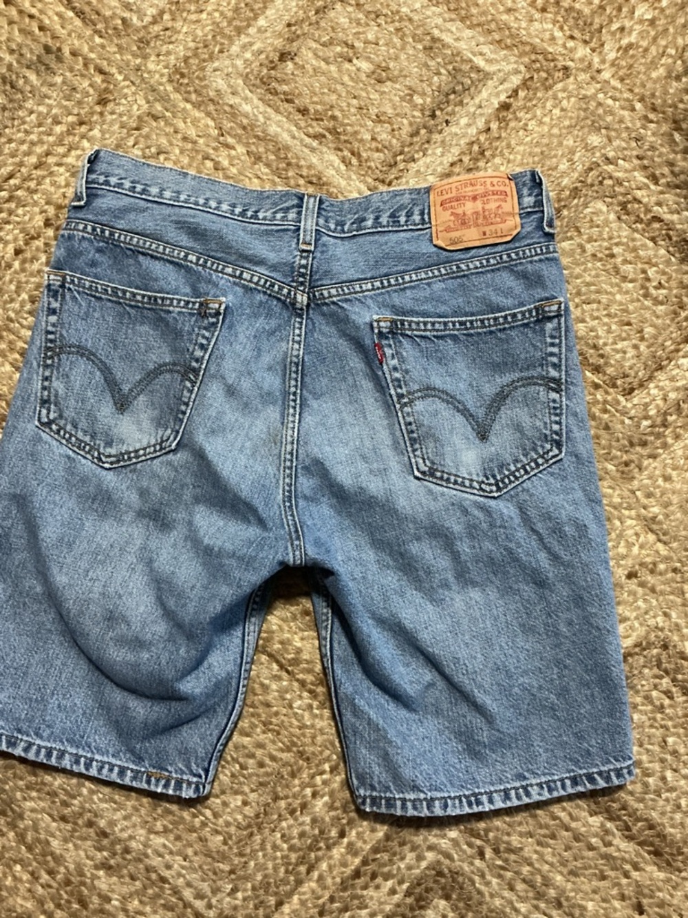 Levi's Light Blue Denim Jean Shorts with Back Pocket Stitching
